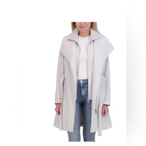 Halston Women's Belted Trench Coat gray